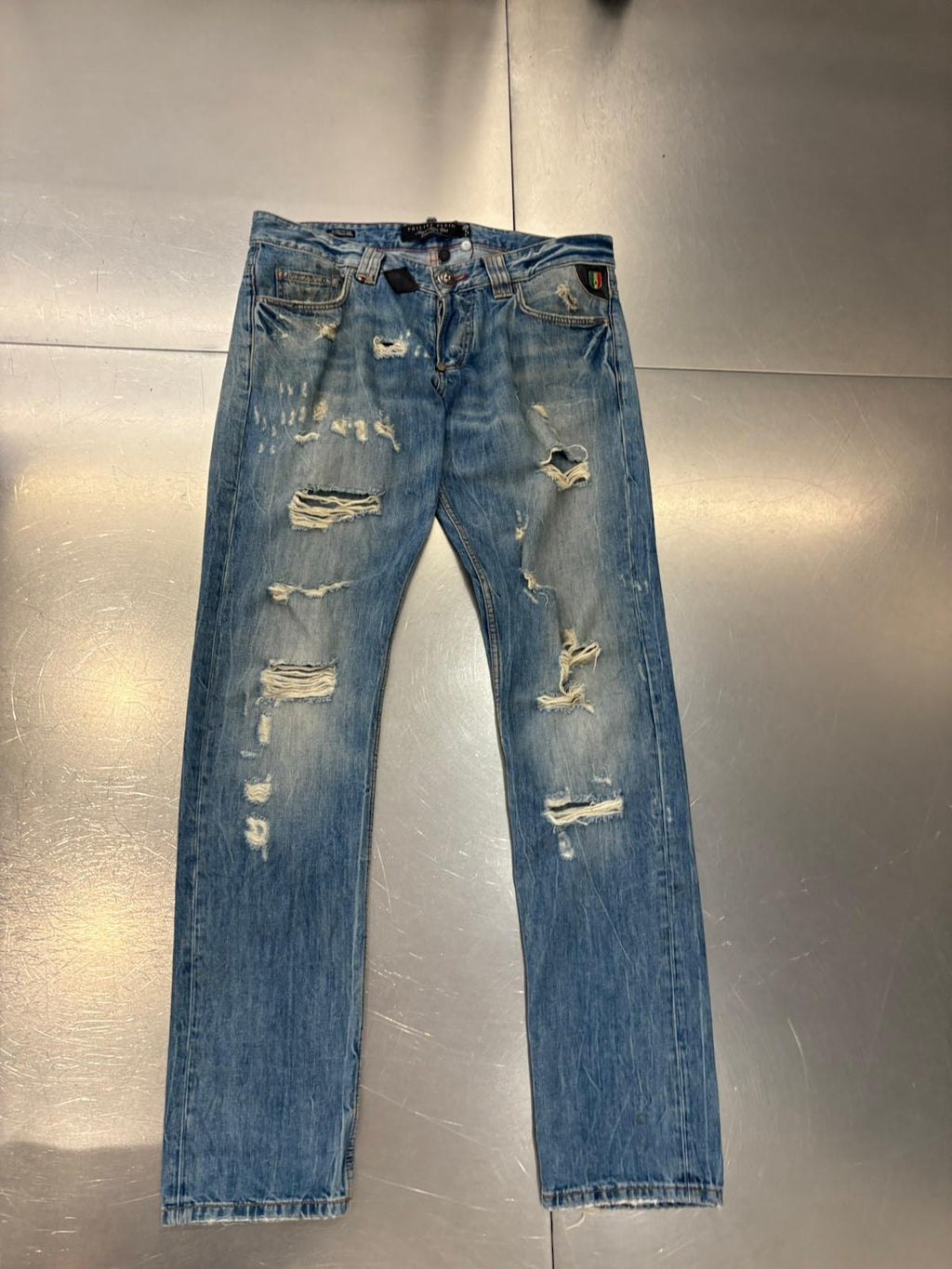 Philipp Plein Illegal Fight Club Straight Cut Jeans – Blue