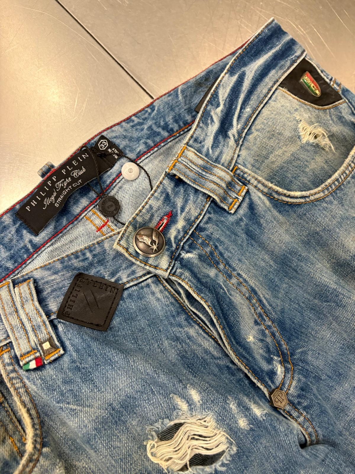 Philipp Plein Illegal Fight Club Straight Cut Jeans – Blue